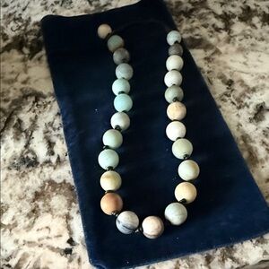 Natural Amazonite Bead Necklace — Soft Green & Earth Tone